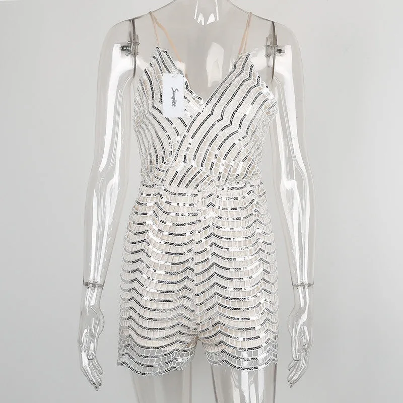 Backless Party Romper With V-Neck