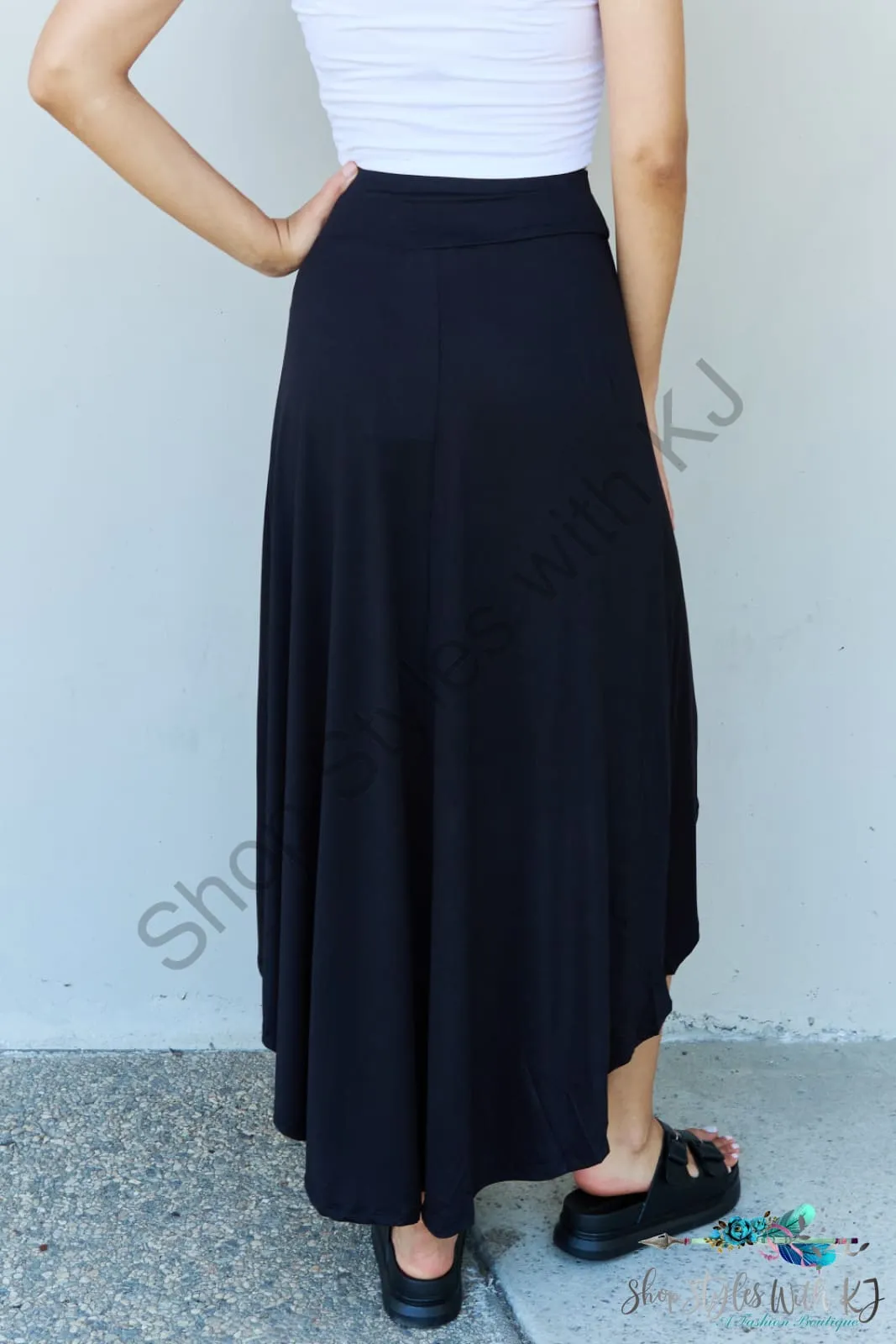 First Choice High Waisted Flare Maxi Skirt in Black