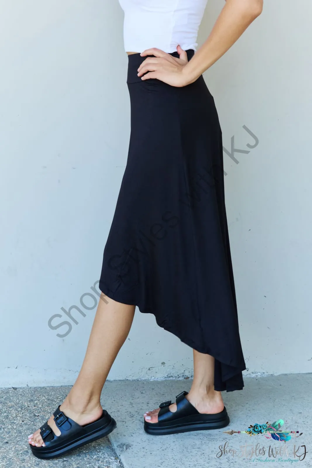 First Choice High Waisted Flare Maxi Skirt in Black