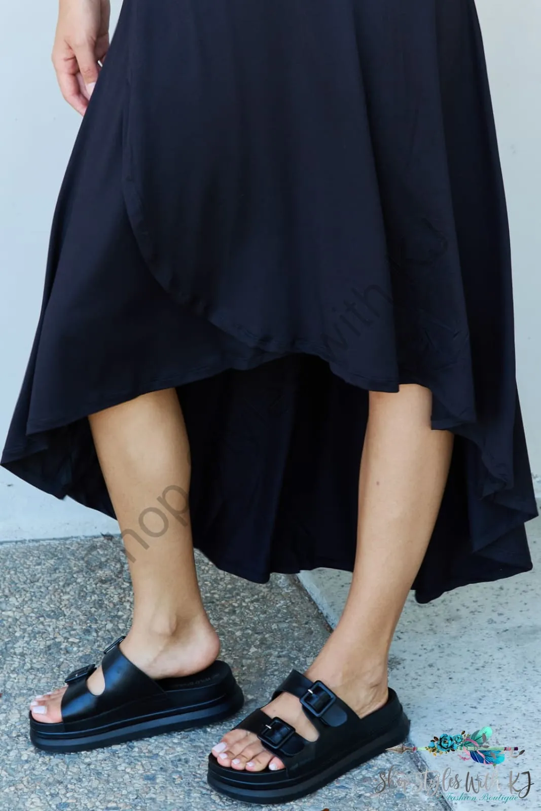 First Choice High Waisted Flare Maxi Skirt in Black