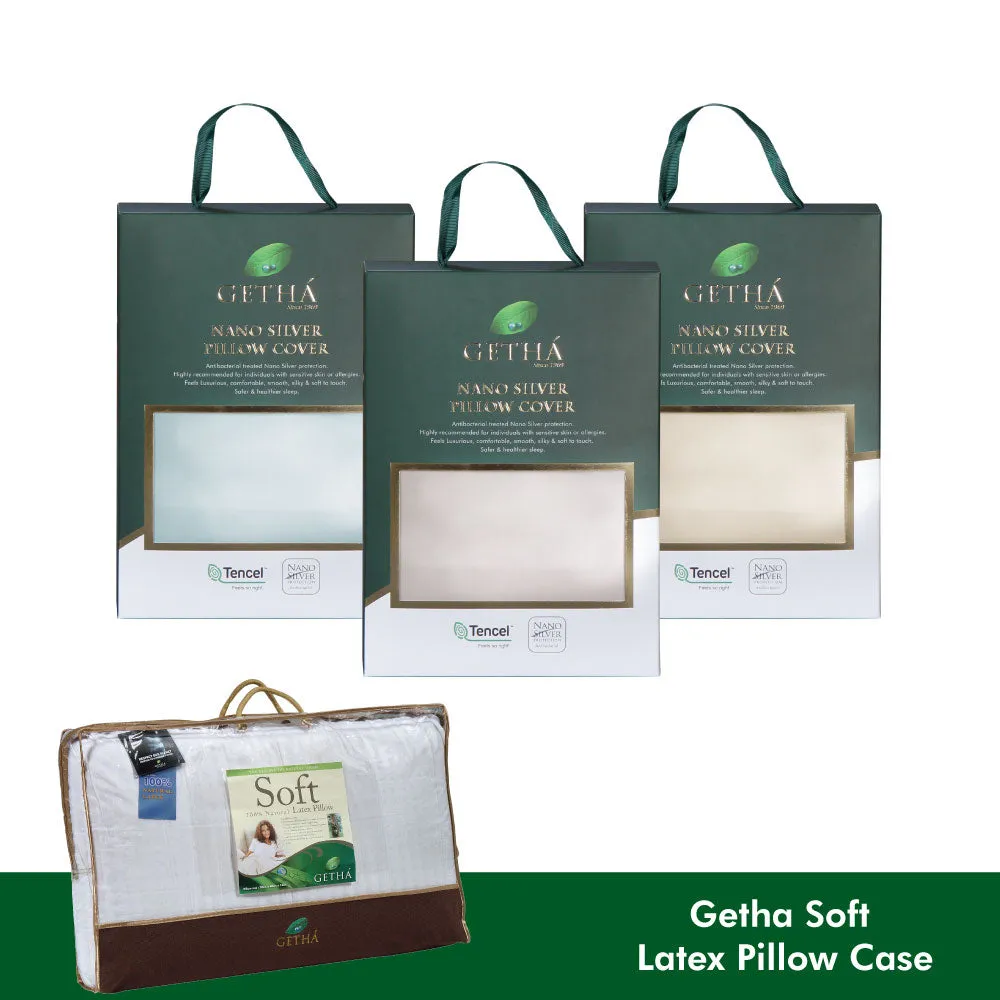 Getha Soft Latex Pillow Case - Tencel Nano Silver Fabric (L) (2 Pcs)