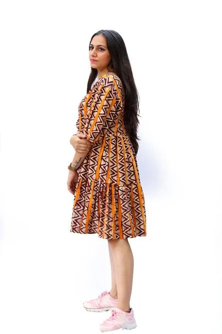Izna Golden Yellow Brown Tunic