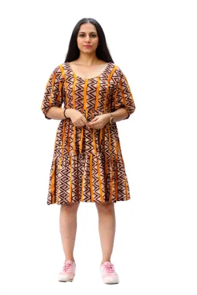 Izna Golden Yellow Brown Tunic
