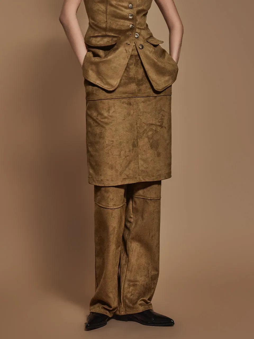 P3292 Suede Skirt Pants