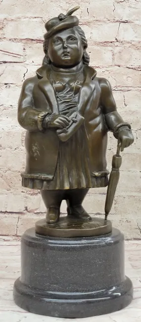 Woman with Umbrella Abstract Bronze Sculpture Statue Art Fernando Botero