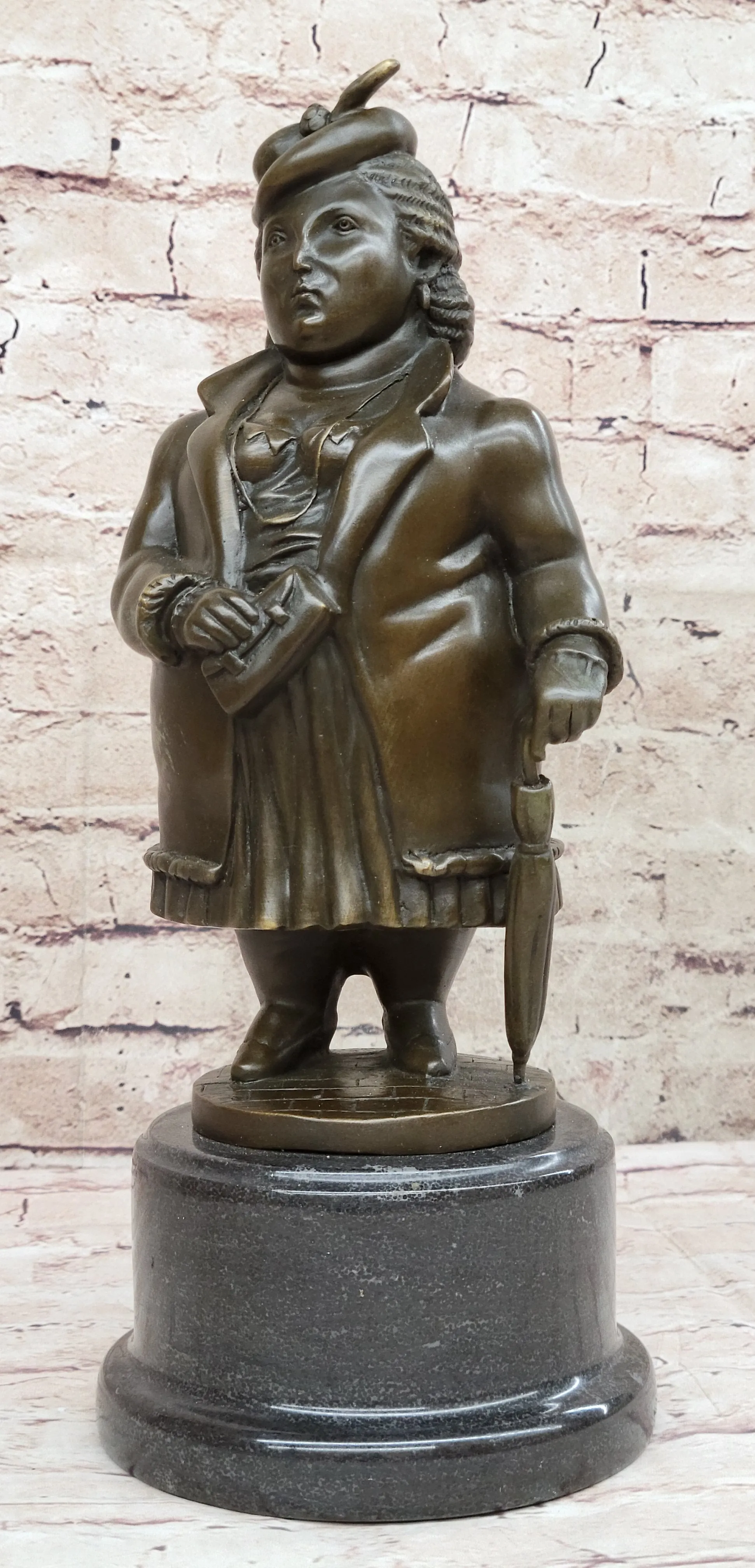 Woman with Umbrella Abstract Bronze Sculpture Statue Art Fernando Botero